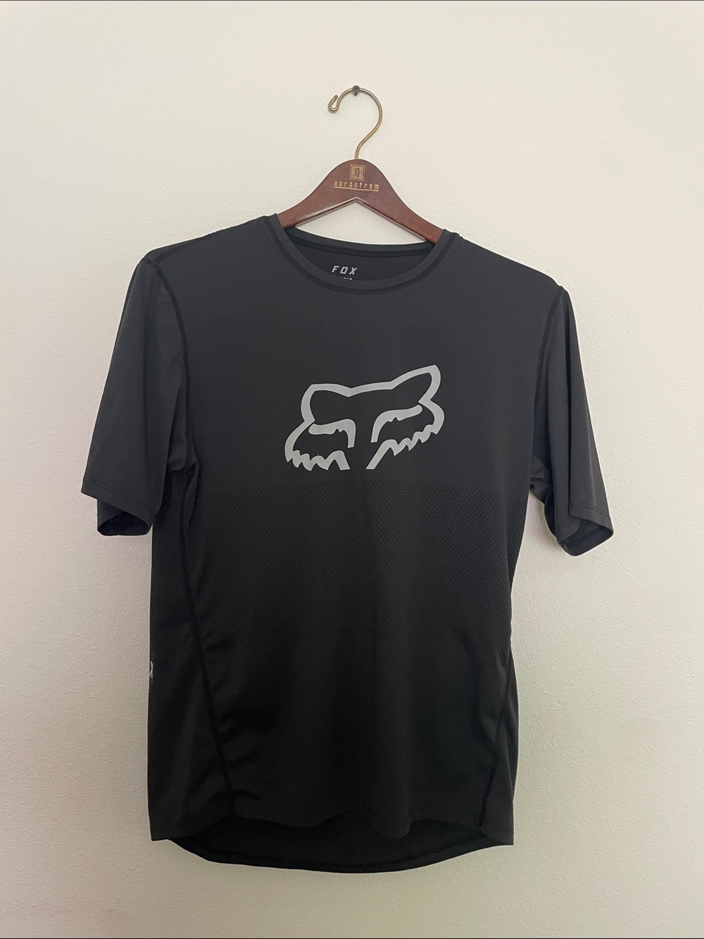 Fox Men's Black Short Sleeve Athletic Tee with Silver Logo